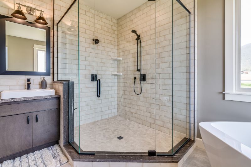 Open Walk-In Shower with Minimal Frame